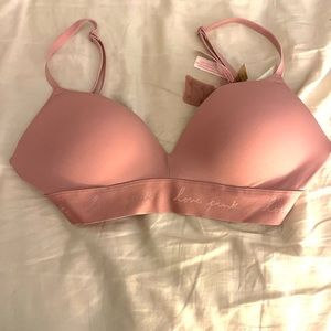 Pink push up wireless bra